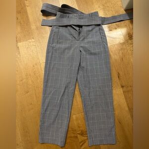 Wilfred tie front pant size 0 in black and white checkered print (hint of pink)